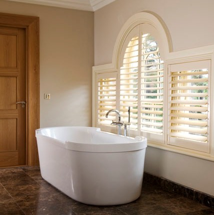 designer bathroom window shutters