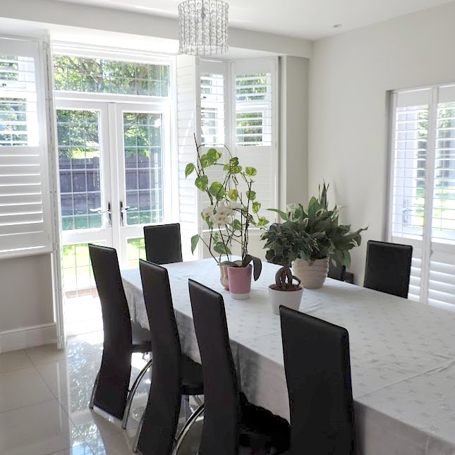 window shutters in a dining room