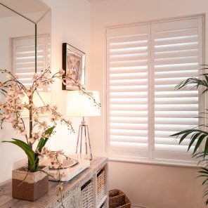 Lounge white shutters