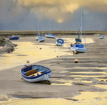 Golden Dusk with Boats