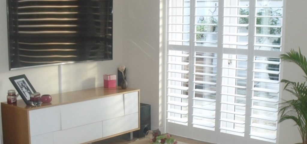 Just Shutters Scarborough shutters installed in french doors