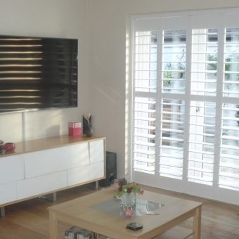 Just Shutters Scarborough shutters installed in french doors