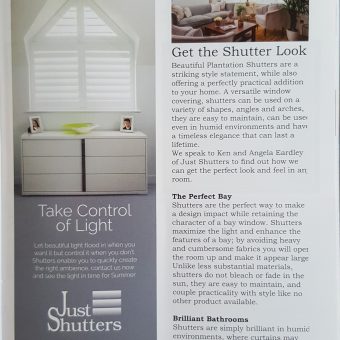 article about Just Shutters in the elmbridge magazine