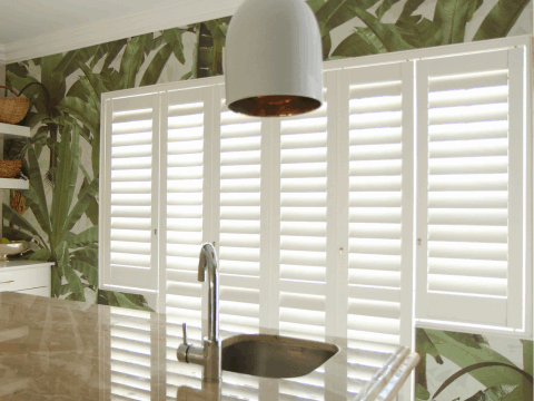 White Fortitude security shutter in a kitchen
